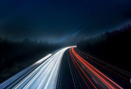 Internet Speed - Light Trails on Highway at Night