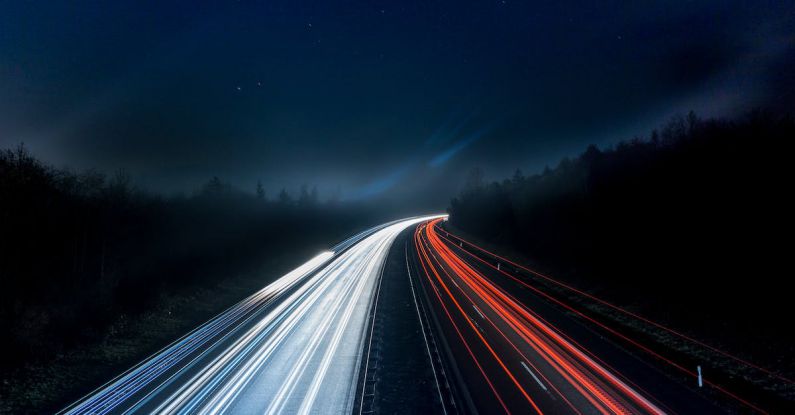 Internet Speed - Light Trails on Highway at Night